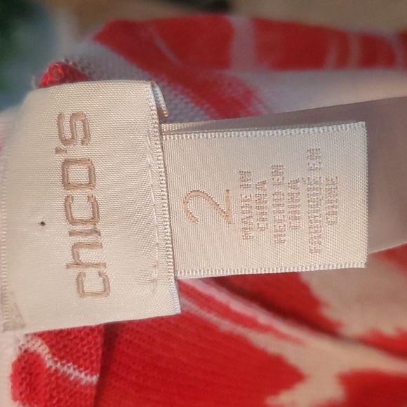 CHICOS Warm print essential cardigan orange red pattern size 2 or M/L - Picture 10 of 12